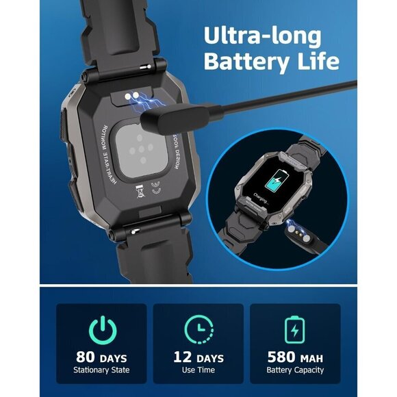 ✨ Laoziniu Smart Watches Men Black Bluetooth Calls Sport Modes Waterproof Watch - Picture 7 of 7